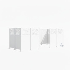 Mülltonnen Sichtschutz Venedig  aus Stahl – Komplettset (1500x4440 mm, Reinweiß)