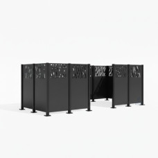 Mülltonnen Sichtschutz Venedig  aus Stahl – Komplettset (1500x4440 mm, Procity Grau)
