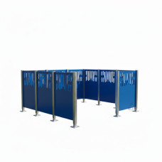 Garbage Bins Privacy Screen Venice Steel - Complete Set (2220x2220 mm, Gentian Blue)