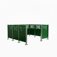 Garbage Bins Privacy Screen Venice Made of Steel - Complete Set (2220x2220 mm, Moss Green)