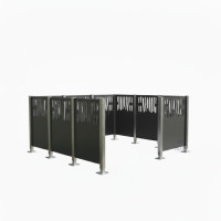 Mülltonnen Sichtschutz Venedig  aus Stahl – Komplettset (2220x2220 mm, Procity Grau)
