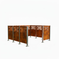 Mülltonnen Sichtschutz Venedig  aus Stahl – Komplettset (2220x2220 mm, Rost Corten-Effekt)