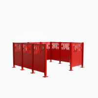 Trash Bins Privacy Screen Venice  made of Steel - Complete Set (2220x2220 mm, Traffic Red)