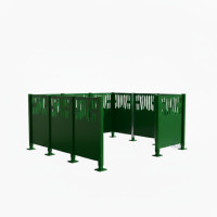 Garbage Bins Privacy Screen Venice Made of Steel - Complete Set (2220x2220 mm, Moss Green)