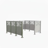 Garbage Bins Privacy Screen Venice Steel - Complete Set (2220x2220 mm, Seashell Grey)