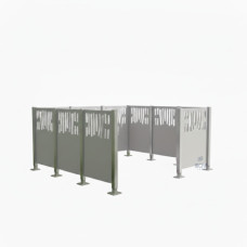 Mülltonnen Sichtschutz Venedig  aus Stahl – Komplettset (2220x2220 mm, Seidengrau)