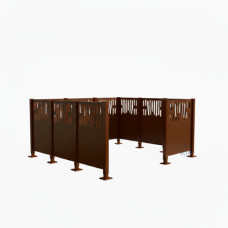Mülltonnen Sichtschutz Venedig  aus Stahl – Komplettset (2220x2220 mm, Schokoladenbraun)