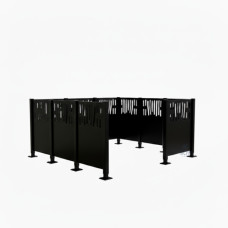 Mülltonnen Sichtschutz Venedig  aus Stahl – Komplettset (2220x2220 mm, Tiefschwarz)
