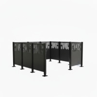 Mülltonnen Sichtschutz Venedig  aus Stahl – Komplettset (2220x2220 mm, Procity Grau)
