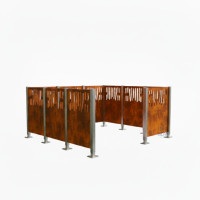 Garbage Bins Privacy Screen Venice Steel - Complete Set (2220x2220 mm, Rust Corten Effect)