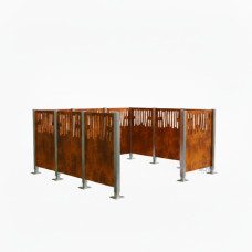 Mülltonnen Sichtschutz Venedig  aus Stahl – Komplettset (2220x2220 mm, Rost Corten-Effekt)