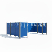 Trash Bins Privacy Screen Venice from Steel – Complete Set (2220x2960 mm, Gentian Blue)