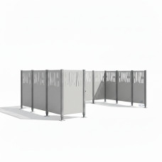 Mülltonnen Sichtschutz Venedig  aus Stahl – Komplettset (2220x2960 mm, Seidengrau)
