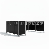 Garbage Bins Privacy Screen Venice in Steel - Complete Set (2220x2960 mm, Deep Black)