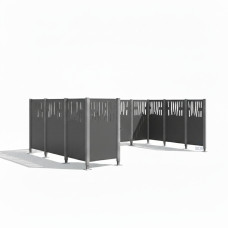 Mülltonnen Sichtschutz Venedig  aus Stahl – Komplettset (2220x2960 mm, Procity Grau)