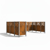 Mülltonnen Sichtschutz Venedig  aus Stahl – Komplettset (2220x2960 mm, Rost Corten-Effekt)