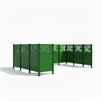 Mülltonnen Sichtschutz Venedig  aus Stahl – Komplettset (2220x2960 mm, Moosgrün)