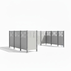 Mülltonnen Sichtschutz Venedig  aus Stahl – Komplettset (2220x2960 mm, Seidengrau)