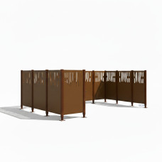 Mülltonnen Sichtschutz Venedig  aus Stahl – Komplettset (2220x2960 mm, Schokoladenbraun)