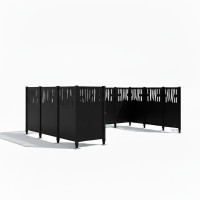 Mülltonnen Sichtschutz Venedig  aus Stahl – Komplettset (2220x2960 mm, Tiefschwarz)