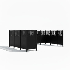 Mülltonnen Sichtschutz Venedig  aus Stahl – Komplettset (2220x2960 mm, Tiefschwarz)