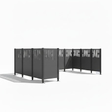 Mülltonnen Sichtschutz Venedig  aus Stahl – Komplettset (2220x2960 mm, Procity Grau)