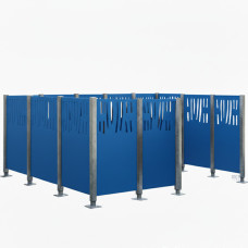Mülltonnen Sichtschutz Venedig  aus Stahl – Komplettset (2220x3700 mm, Enzianblau)