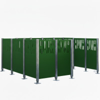 Garbage Bins Privacy Screen Venice in Steel – Complete Set (2220x3700 mm, Moss Green)