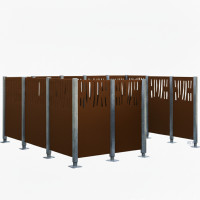 Garbage Bins Privacy Screen Venice Steel - Complete Set (2220x3700 mm, Chocolate Brown)