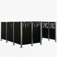 Garbage Bin Privacy Screen Venice from Steel – Complete Set (2220x3700 mm, Deep Black)
