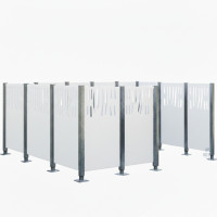 Garbage Bins Privacy Screen Venice Made of Steel – Complete Set (2220x3700 mm, Pure White)