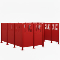 Garbage Bins Privacy Screen Venice Made of Steel – Complete Set (2220x3700 mm, Traffic Red)