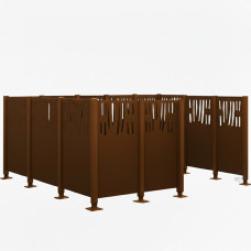 Mülltonnen Sichtschutz Venedig  aus Stahl – Komplettset (2220x3700 mm, Schokoladenbraun)