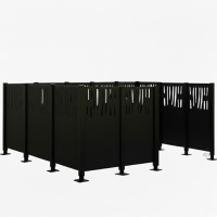 Garbage Bin Privacy Screen Venice from Steel – Complete Set (2220x3700 mm, Deep Black)