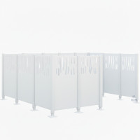 Garbage Bins Privacy Screen Venice Made of Steel – Complete Set (2220x3700 mm, Pure White)