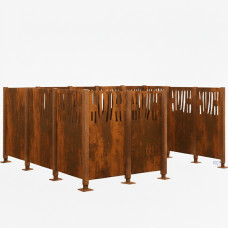 Mülltonnen Sichtschutz Venedig  aus Stahl – Komplettset (2220x3700 mm, Rost Corten-Effekt)