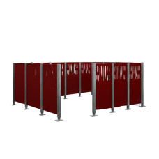 Mülltonnen Sichtschutz Venedig  aus Stahl – Komplettset (2220x4440 mm, Purpurrot)