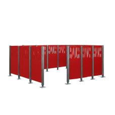 Mülltonnen Sichtschutz Venedig  aus Stahl – Komplettset (2220x4440 mm, Verkehrsrot)