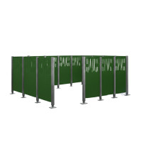 Garbage Bins Privacy Screen Venice Steel - Complete Set (2220x4440 mm, Moss Green)
