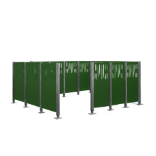 Mülltonnen Sichtschutz Venedig  aus Stahl – Komplettset (2220x4440 mm, Moosgrün)