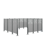 Garbage Bins Privacy Screen Venice from Steel – Complete Set (2220x4440 mm, Silk Grey)