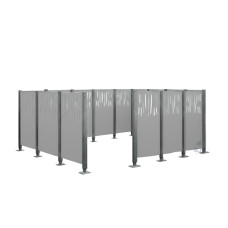 Mülltonnen Sichtschutz Venedig  aus Stahl – Komplettset (2220x4440 mm, Seidengrau)