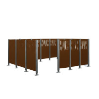 Garbage Bins Privacy Screen Venice in Steel – Complete Set (2220x4440 mm, Chocolate Brown)