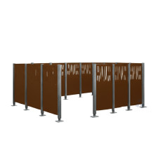 Mülltonnen Sichtschutz Venedig  aus Stahl – Komplettset (2220x4440 mm, Schokoladenbraun)