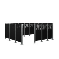 Garbage Bins Visibility Protection Venice from Steel – Full Set (2220x4440 mm, Deep Black)