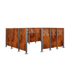 Mülltonnen Sichtschutz Venedig  aus Stahl – Komplettset (2220x4440 mm, Rost Corten-Effekt)