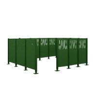 Mülltonnen Sichtschutz Venedig  aus Stahl – Komplettset (2220x4440 mm, Moosgrün)
