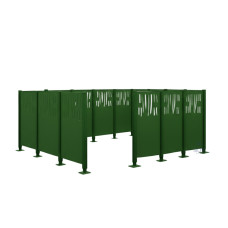 Mülltonnen Sichtschutz Venedig  aus Stahl – Komplettset (2220x4440 mm, Moosgrün)