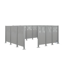 Mülltonnen Sichtschutz Venedig  aus Stahl – Komplettset (2220x4440 mm, Seidengrau)
