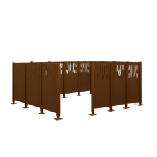 Mülltonnen Sichtschutz Venedig  aus Stahl – Komplettset (2220x4440 mm, Schokoladenbraun)